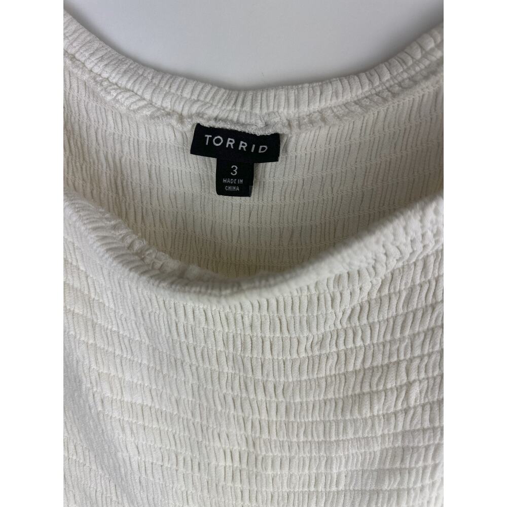 Torrid Lace Shirred Skater Dress Bell Sleeve Whimsy Cream Off White Plus Size 3X - Picture 6 of 11